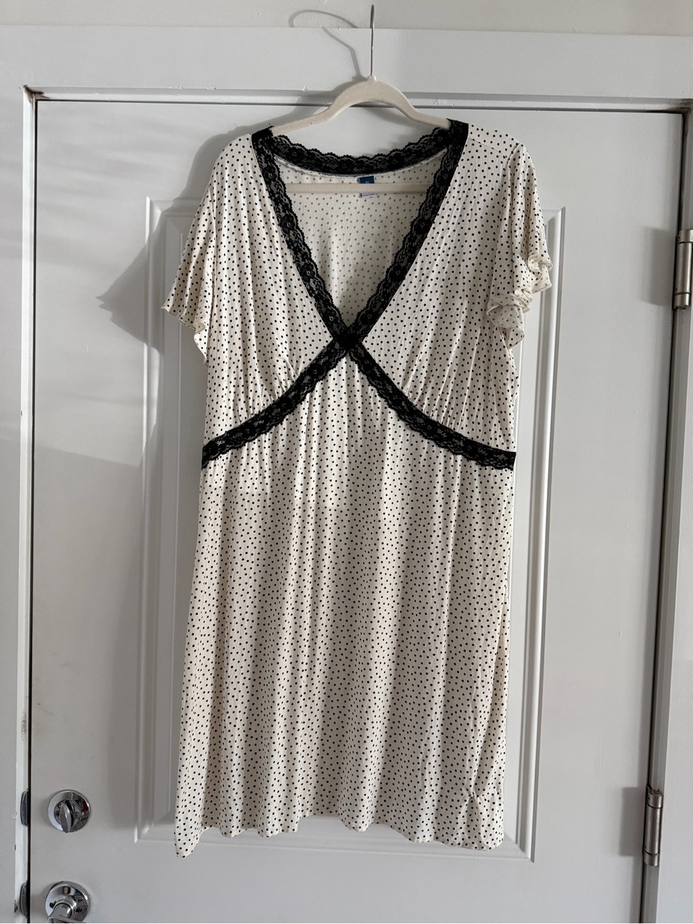 Old Navy Polka Dot Dress with Black Lace Trim
